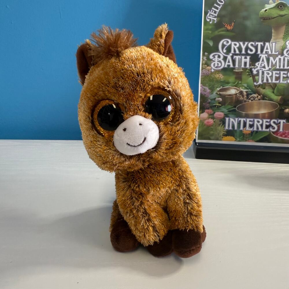 Ty Beanie Boo “Harriet” 6” Horse Plush EUC Gold Sparkle Eyes